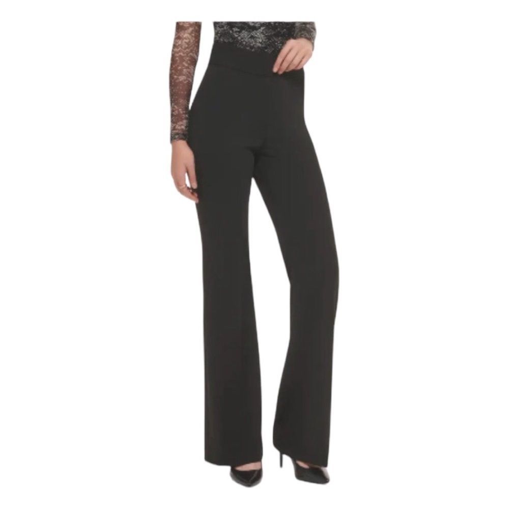 DKNY Pants Black High Waist Wide Leg Career trousers slacks boot cut stretch 10
